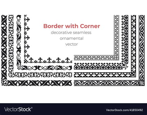 Set Of Decorative Seamless Ornamental Border Vector Image