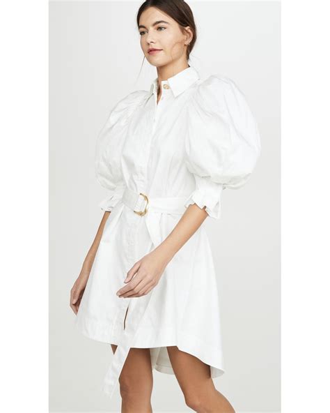 Aje Eucalypt Puff Sleeve Shirt Dress In White Lyst