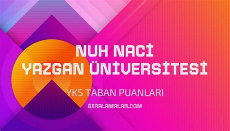 YKS Nuh Naci Yazgan Üniversitesi 2023 Taban Puanları Sıralamalar