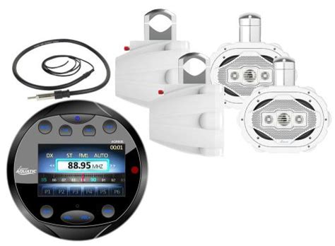 Purchase 6x9 Marine White Speakers Lanzar Bluetooth Aux Am Fm Round Receiver And Antenna In