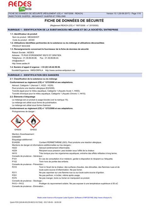 Pdf Fiche De Donn Es De S Curit R Glement Ce N Insecticide