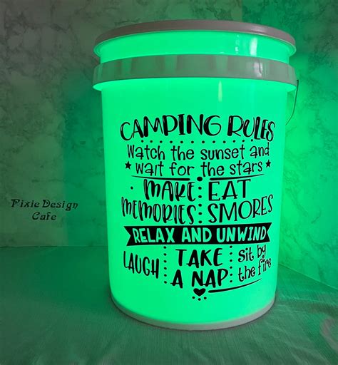 Camping Rules Decal And Light Kit For Bucket Etsy