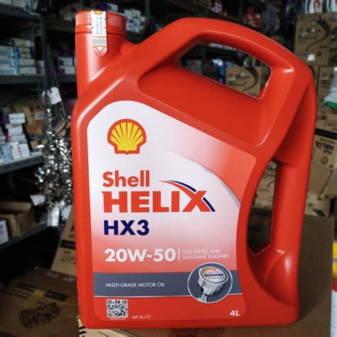 Jual OLI SHELL HELIX HX3 SAE 20W 50 ORIGINAL 100 BARCODE GALON 4LITER