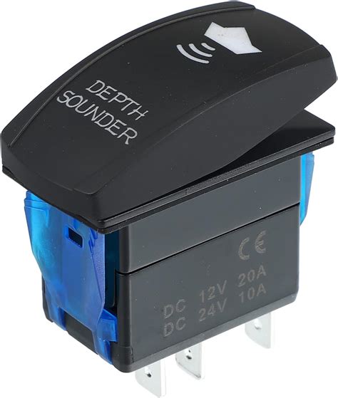 Amazon X Autohaux Depth Sounder Rocker Switch Pin On Off Blue Led