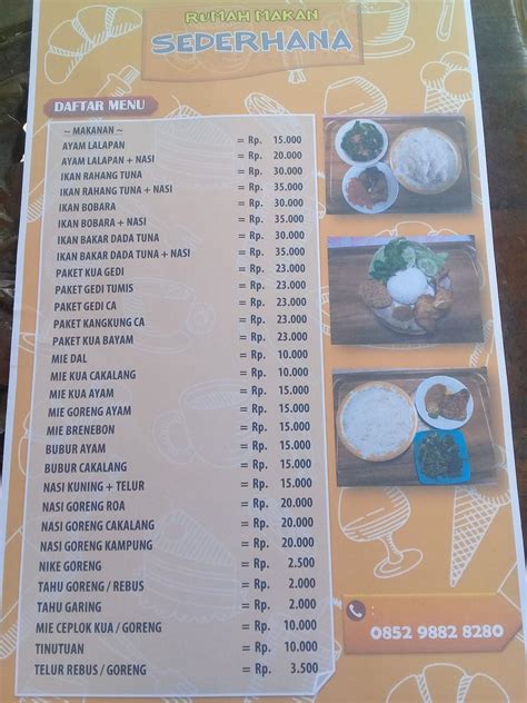 Menu At RM SEDERHANA Restaurant Masarang