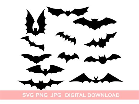 12 Bats SVG PNG Bundle Svg Files For Cricut Silhouette