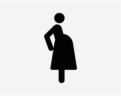 Pregnant Woman Icon Pregnancy Lady Girl Person Stick Figure Vector Black White Silhouette Symbol