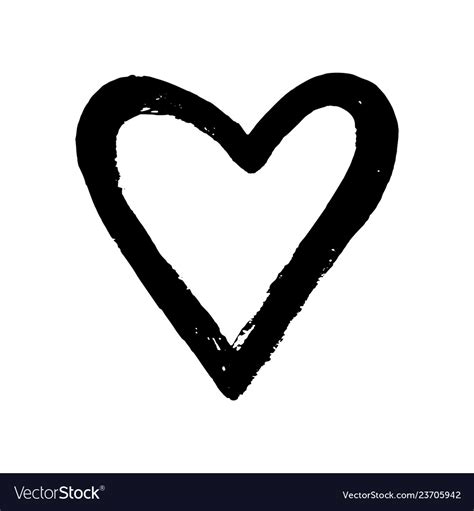 Black Hand Drawn Heart On White Background Vector Image