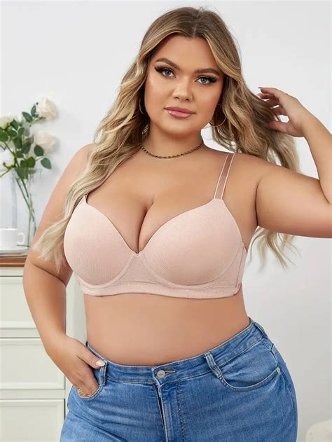 Womens Elegant Bra Plus Size Solid Ribbed Lightly Padded Temu Australia