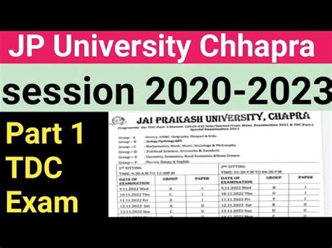 Jp University Part Exam Date Sheet Session Jpu Part