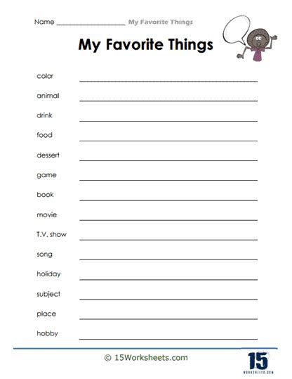 My Favorite Things Worksheets 15 Worksheets Library