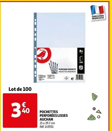 Offre Pochettes Perfor Es Lisses Auchan Chez Auchan