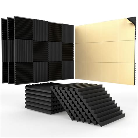 48 Pack Acoustic Panels With Self Adhesive 1 X 12 X 12 Quick