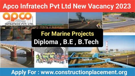 Apco Infratech Pvt Ltd Urgent Hiring Marine Projects Jobs Civil