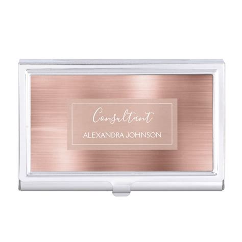 Rose Gold Foil Blush Pink Foil Modern Business Card Case Zazzle