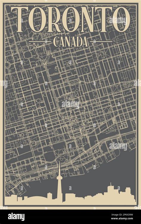 Road Network Poster Of The Downtown TORONTO CANADA Stock Vector Image