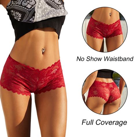 Ulingerie Women Lace Panties V Waist Design Lingerie Sexy Floral