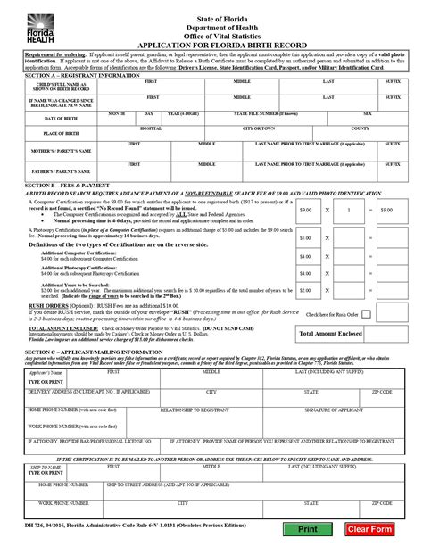 Florida Birth Certificate Application Form Artofit