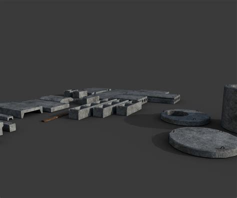 Artstation Concrete Blocks Pack Game Assets