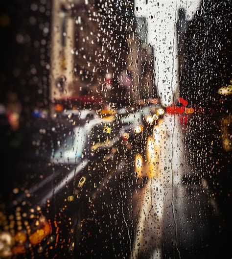 View Of New York City On Rainy Evening Stock Photo Image Of Building