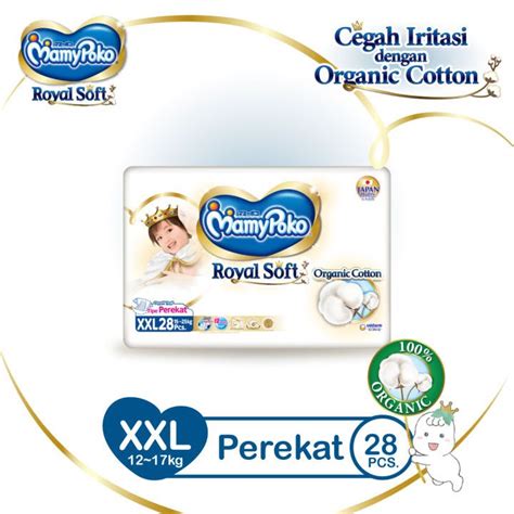 Jual MamyPoko Royal Soft Organic Cotton XXL 28 Popok Tape Shopee