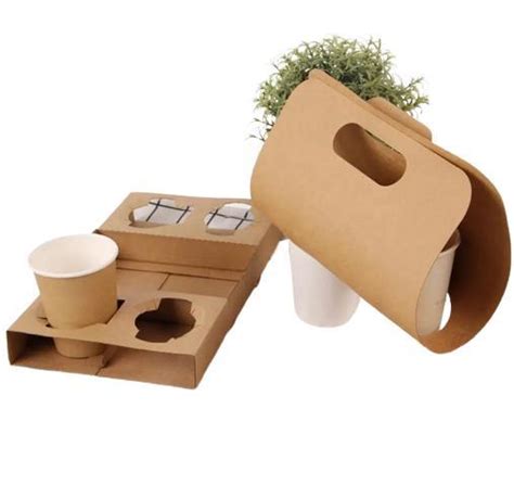 Kraft Corrugated Coffee Cup Holder Cup Carriers Cardboard Cup