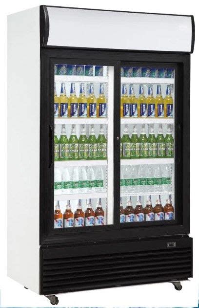 Double Glass Door Chiller 1010l Commercial Bar Fridge With Glass Door