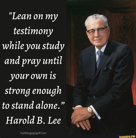 Lean On My Testimony While You Study And Pray Until Your Own Is Strong