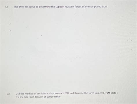 Solved For A Compound Truss And Loading Shown The Internal Chegg