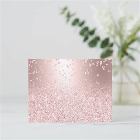 Rose Gold Glitter Ombre Metallic Sparkles Confetti Postcard Zazzle