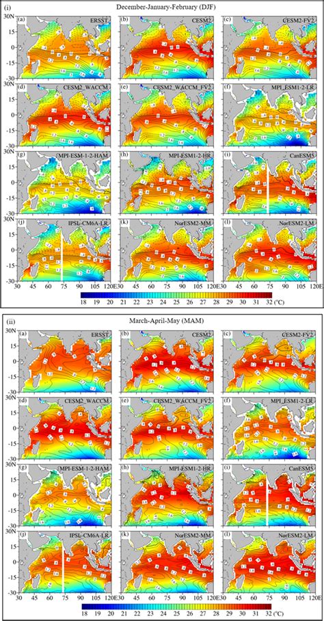 Seasonal Mean Climatology Of Sst For I Djf Ii Mam