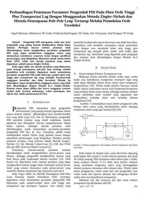 PDF Perbandingan Penentuan Parameter Pengendali PID Pada Plant