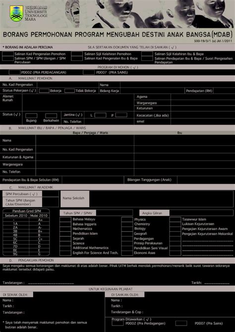 Pdf Borang Permohonan Program Mengubah €¦ · Pd002 Pra Perdagangan 1 Semester 6 Bulan