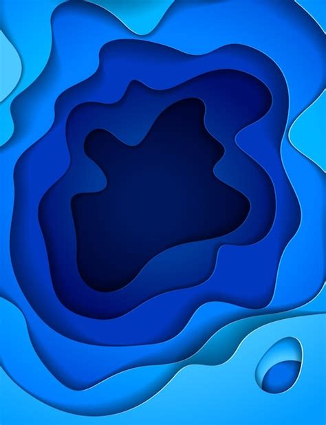 Premium Vector 3d Abstract Blue Background With Paper Cut Shapes