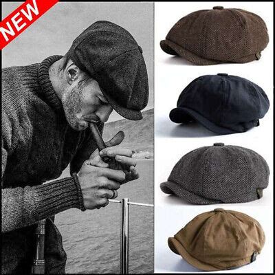 Herren Barett Retro Schiebermütze Golf Cap Hüt Efeu Cabbie Baskenmütze