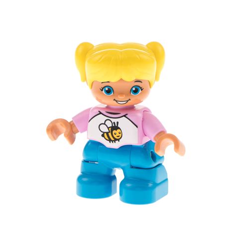 X Lego Duplo Figur Kind M Dchen Dunkel Azur Top Rosa Biene Pb