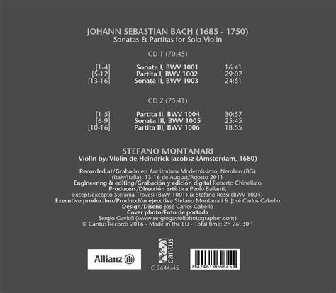 C 9644 45 J S Bach Sonatas And Partitas For Solo Violin 2cds [13 99 Euro] Cantus Records