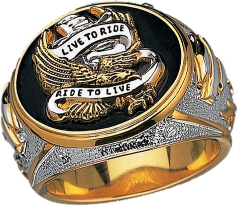 Sterling Silver Harley Davidson Men S Live To Ride Ring Amazon