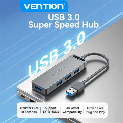 Vention อะแดปเตอร์ฮับ Usb 30 4 พอร์ต 5gbps ความเร็วสูง สําหรับ Macbook