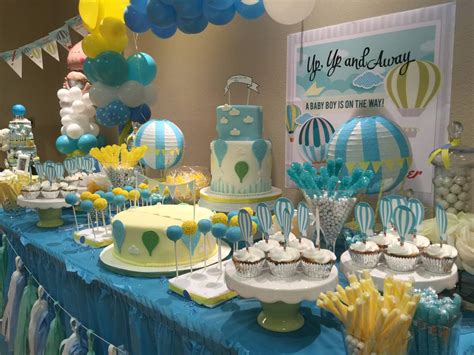 Hot Air Balloon Baby Shower Up Up And Away A Baby Boy Is On The Way Catch My Party