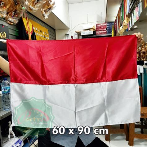 Putih Merah Red And White Flag 90cm X 60cm Indonesian Flag Satin