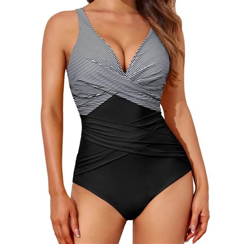 Ykohkofe One Piece Swimsuit For Women Sexy Push Up Criss Cross Wrap