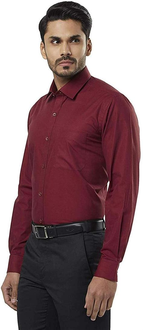 Buy Dhaduk Men Maroon Solid Cotton Blend Regular Fit Formal Shirt M