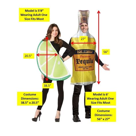 Tequila Bottle And Lime Slice Adult Couple Costume Abracadabranyc