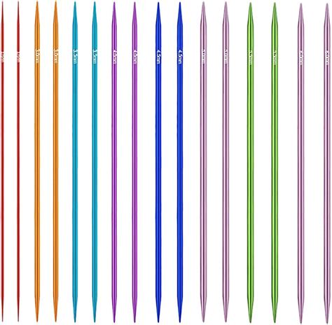 Zasvec Stricknadel Set 16 Stück Nadelspiel Bunt Aluminium Stricknadeln