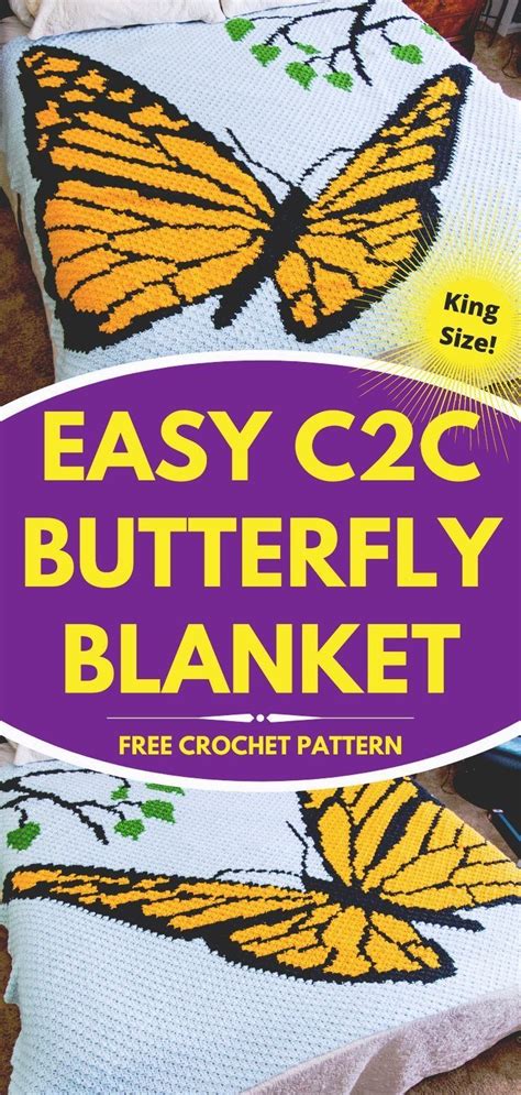 An Easy Crochet Butterfly Blanket With The Text Easy C2c Butterfly