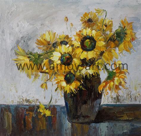 Chinese Handmade Sunflower Oil Paintings for Home Decoration - China ...