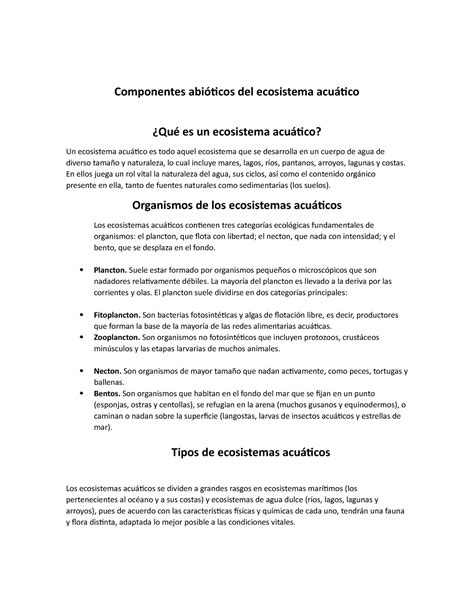 Investigacion Tarea 2 Componentes abióticos del ecosistema acuático