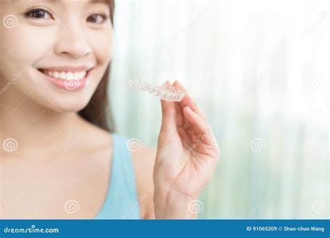 Woman With Invisible Braces Stock Image Image Of Orthodontic Female