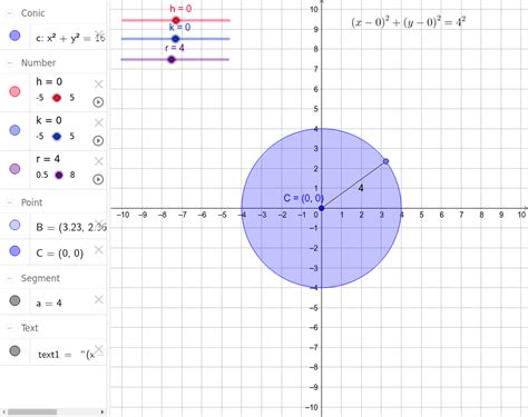 Exploring The Equation Of A Circle Geogebra